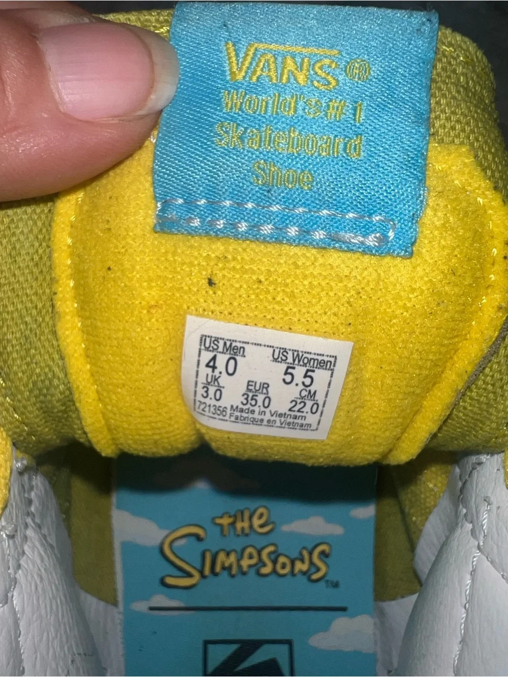 Vans X simpsons collab high top shoes men size 4 woman size 5.5